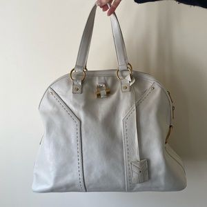 Yves Saint Laurent Large White Leather “Muse” Bag Vintage